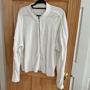White Zip-Up Terrycloth Jacket